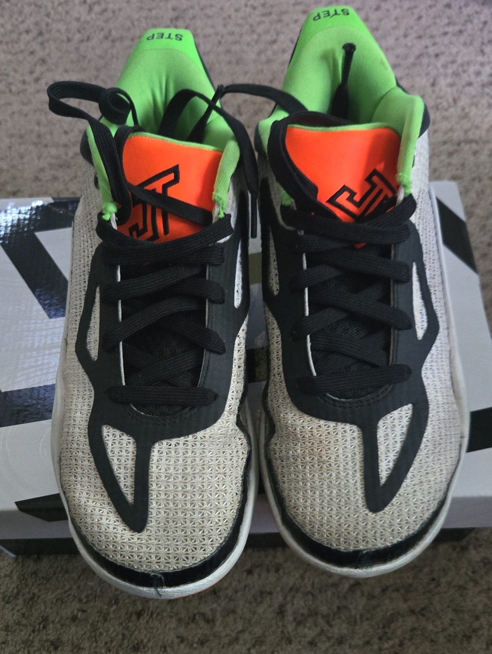 Nike Kids Sneakers - Black, White, Neon Orange & Neon Green